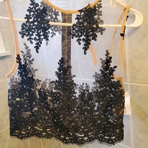 Cropped Sheer Sleeveless Vest